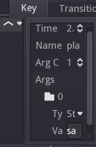 Keyframe settings of a call func track